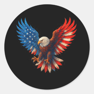 Amerikaanse vlag Bald Eagle Patriotic Eagle 4th of Ronde Sticker