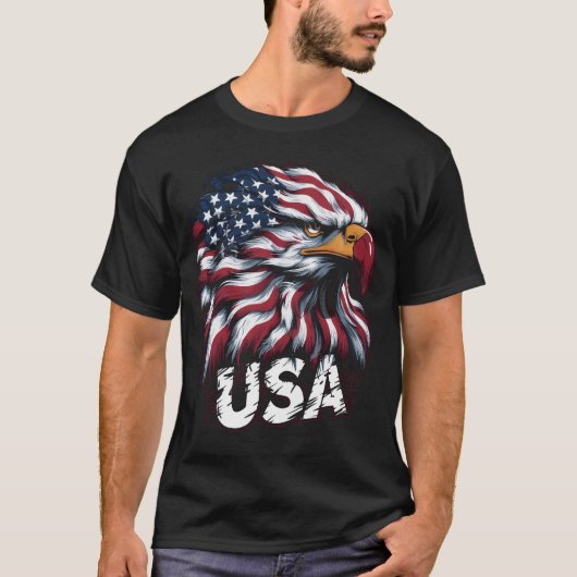 Amerikaanse vlag Bald Eagle Patriotic Eagle 4th of T-shirt (Voorkant)
