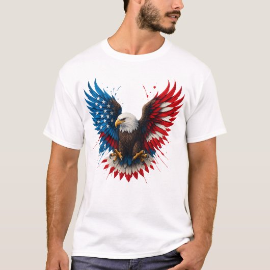 Amerikaanse vlag Bald Eagle Patriotic Eagle T-shirt (Voorkant)