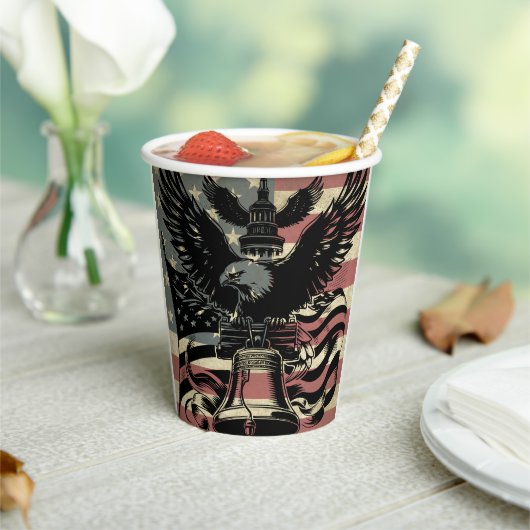 Amerikaanse vlag Bald Eagle Patriotic Papieren Bekers (Insitu)