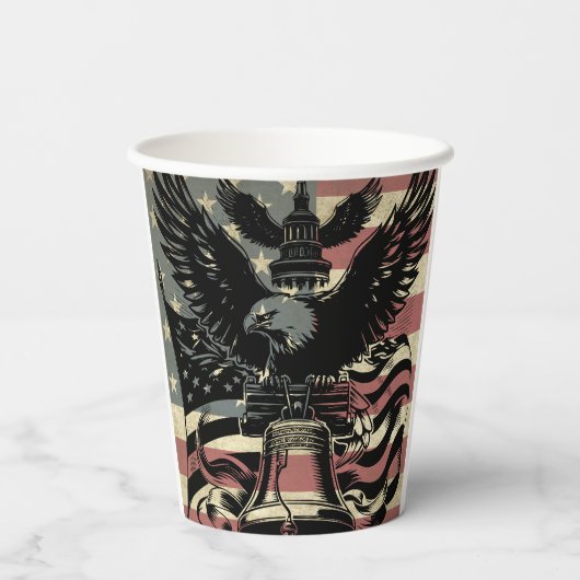 Amerikaanse vlag Bald Eagle Patriotic Papieren Bekers (Achterkant)