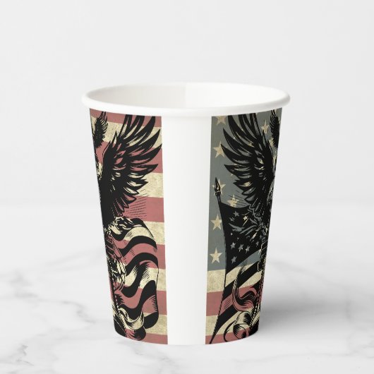 Amerikaanse vlag Bald Eagle Patriotic Papieren Bekers (Links)