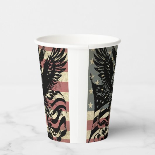 Amerikaanse vlag Bald Eagle Patriotic Papieren Bekers (Rechts)