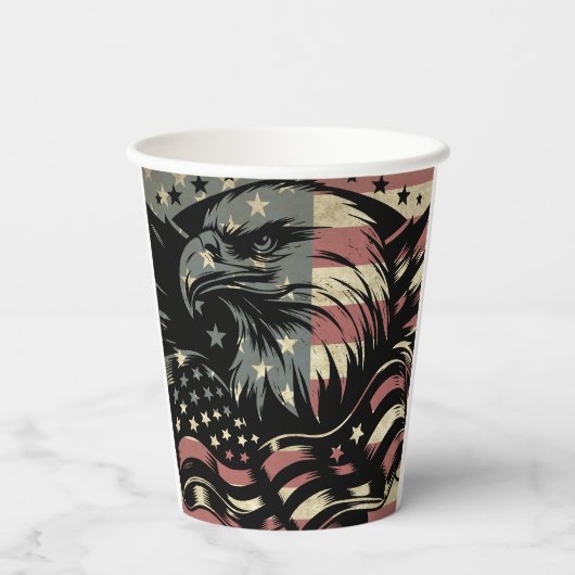 Amerikaanse vlag Bald Eagle Patriotic Papieren Bekers (Achterkant)