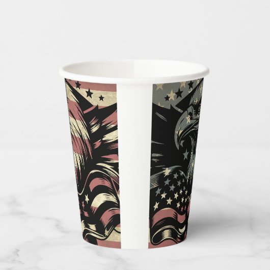 Amerikaanse vlag Bald Eagle Patriotic Papieren Bekers (Links)