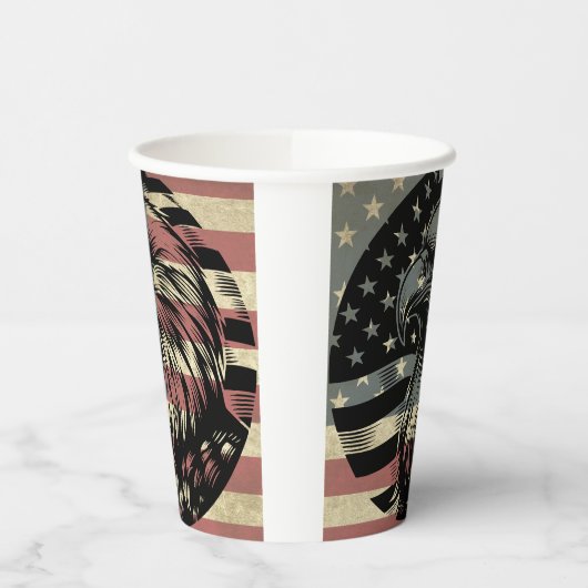 Amerikaanse vlag Bald Eagle Patriotic Papieren Bekers (Links)