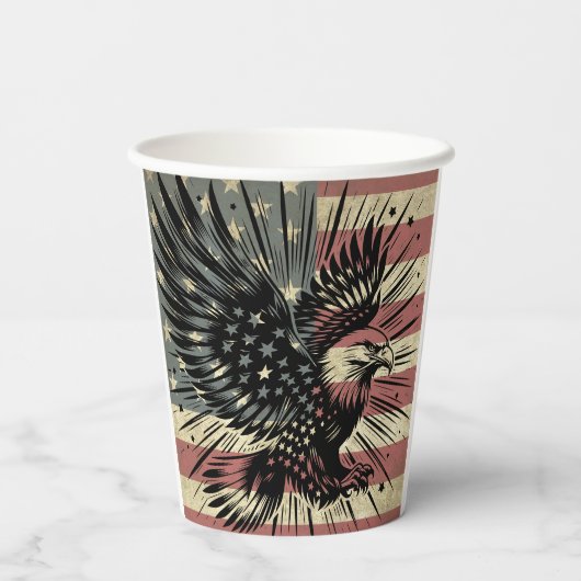 Amerikaanse vlag Bald Eagle Patriotic Papieren Bekers (Achterkant)