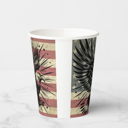 Amerikaanse vlag Bald Eagle Patriotic Papieren Bekers (Links)