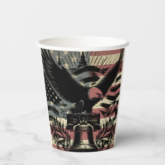 Amerikaanse vlag Bald Eagle Patriotic Papieren Bekers (Achterkant)