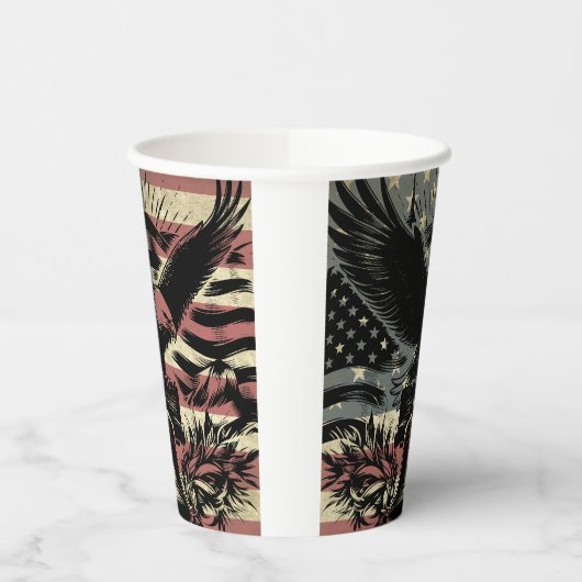 Amerikaanse vlag Bald Eagle Patriotic Papieren Bekers (Links)