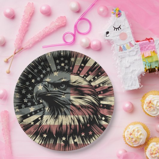 Amerikaanse vlag Bald Eagle Patriotic Papieren Bordje (Feest)