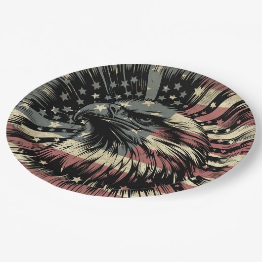 Amerikaanse vlag Bald Eagle Patriotic Papieren Bordje (Gekanteld)