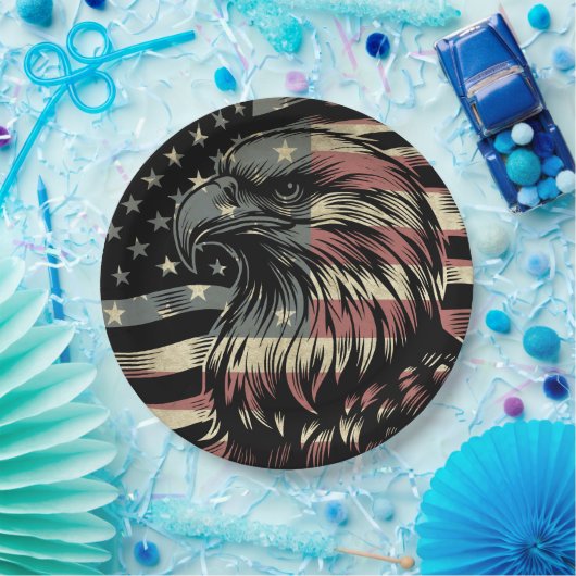 Amerikaanse vlag Bald Eagle Patriotic Papieren Bordje (Feest)