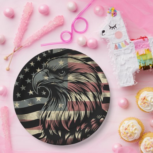 Amerikaanse vlag Bald Eagle Patriotic Papieren Bordje (Feest)