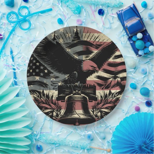 Amerikaanse vlag Bald Eagle Patriotic Papieren Bordje (Feest)