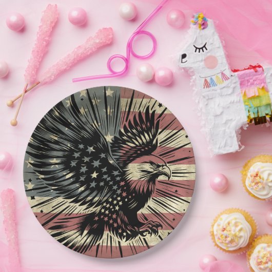Amerikaanse vlag Bald Eagle Patriotic Papieren Bordje (Feest)