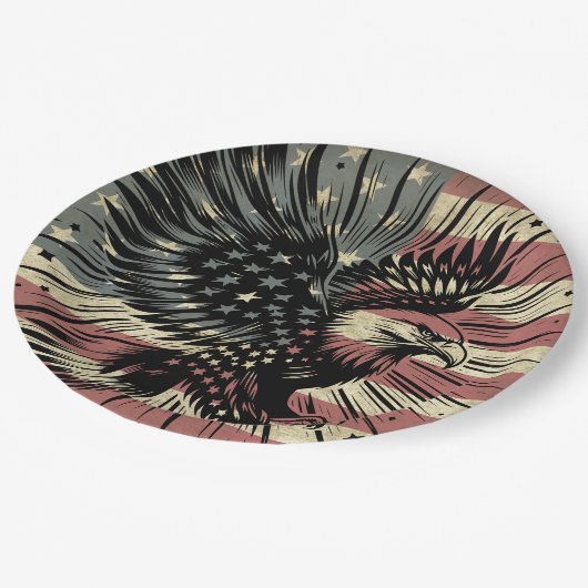 Amerikaanse vlag Bald Eagle Patriotic Papieren Bordje (Gekanteld)