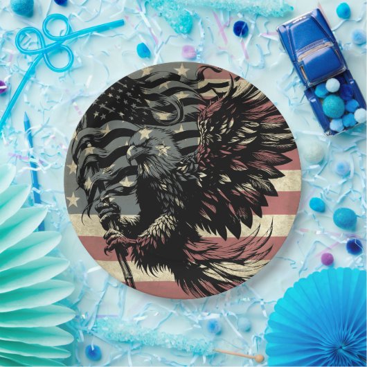 Amerikaanse vlag Bald Eagle Patriotic Papieren Bordje (Feest)