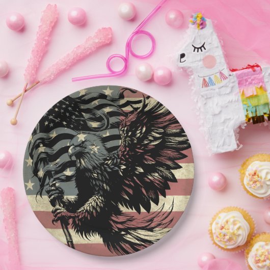 Amerikaanse vlag Bald Eagle Patriotic Papieren Bordje (Feest)