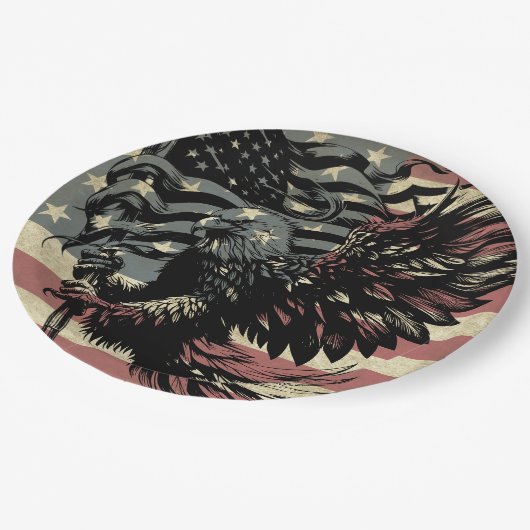 Amerikaanse vlag Bald Eagle Patriotic Papieren Bordje (Gekanteld)