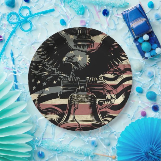 Amerikaanse vlag Bald Eagle Patriotic Papieren Bordje (Feest)