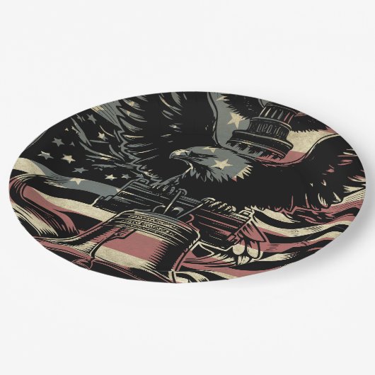 Amerikaanse vlag Bald Eagle Patriotic Papieren Bordje (Gekanteld)