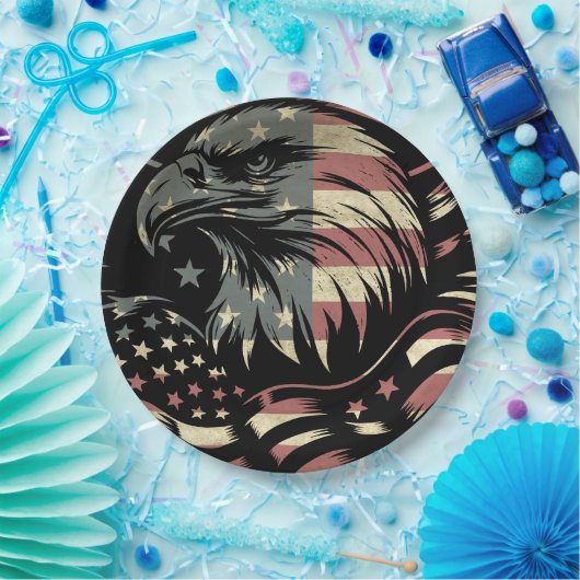 Amerikaanse vlag Bald Eagle Patriotic Papieren Bordje (Feest)