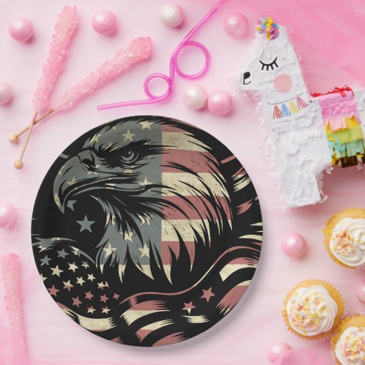 Amerikaanse vlag Bald Eagle Patriotic Papieren Bordje (Feest)