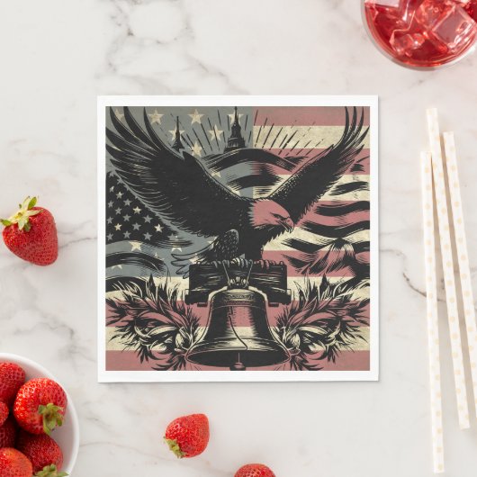 Amerikaanse vlag Bald Eagle Patriotic Servet (Insitu)