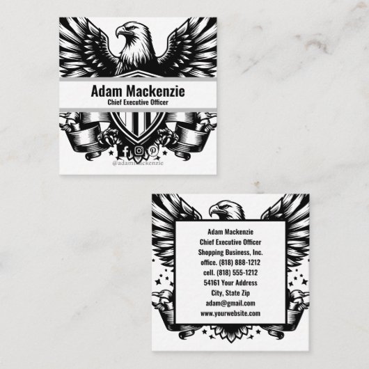 Amerikaanse vlag Bald Eagle Patriottisch Visitekaa Vierkante Visitekaartje (Voorkant / Achterkant)