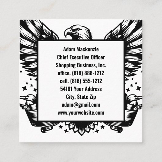 Amerikaanse vlag Bald Eagle Patriottisch Visitekaa Vierkante Visitekaartje (Achterkant)