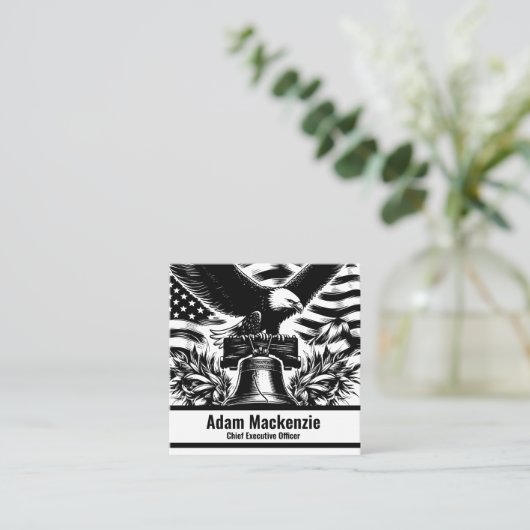 Amerikaanse vlag Bald Eagle Patriottisch Visitekaa Vierkante Visitekaartje (Staand voorkant)