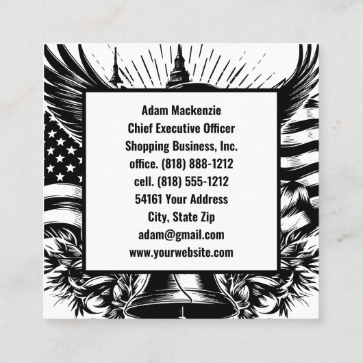 Amerikaanse vlag Bald Eagle Patriottisch Visitekaa Vierkante Visitekaartje (Achterkant)