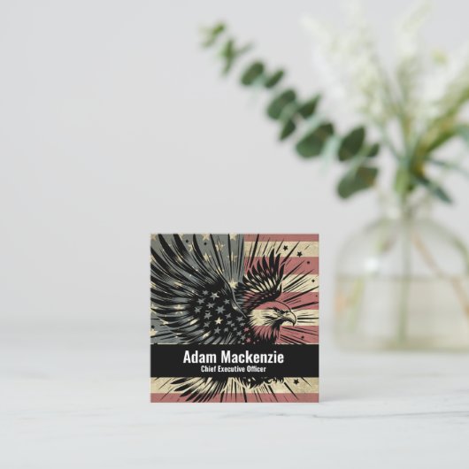 Amerikaanse vlag Bald Eagle Patriottisch Visitekaa Vierkante Visitekaartje (Staand voorkant)