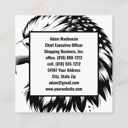 Amerikaanse vlag Bald Eagle Patriottisch Visitekaa Vierkante Visitekaartje (Achterkant)
