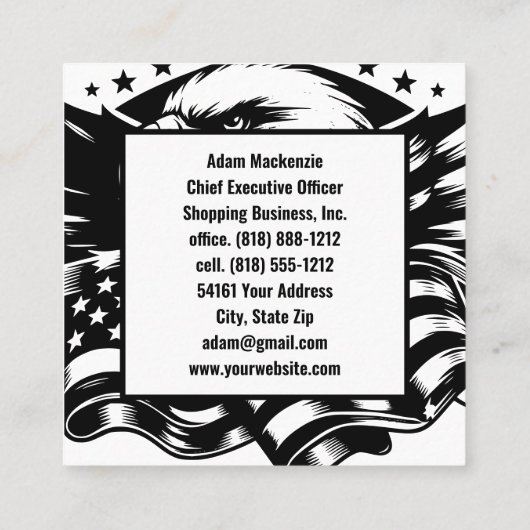 Amerikaanse vlag Bald Eagle Patriottisch Visitekaa Vierkante Visitekaartje (Achterkant)