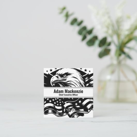 Amerikaanse vlag Bald Eagle Patriottisch Visitekaa Vierkante Visitekaartje (Staand voorkant)