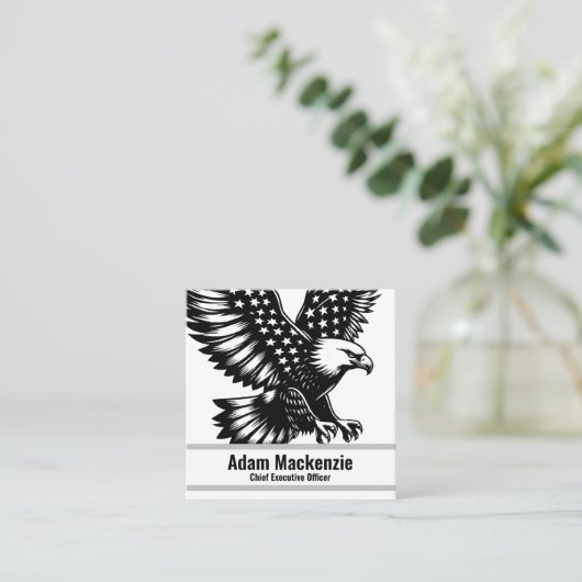 Amerikaanse vlag Bald Eagle Patriottisch Visitekaa Vierkante Visitekaartje (Staand voorkant)