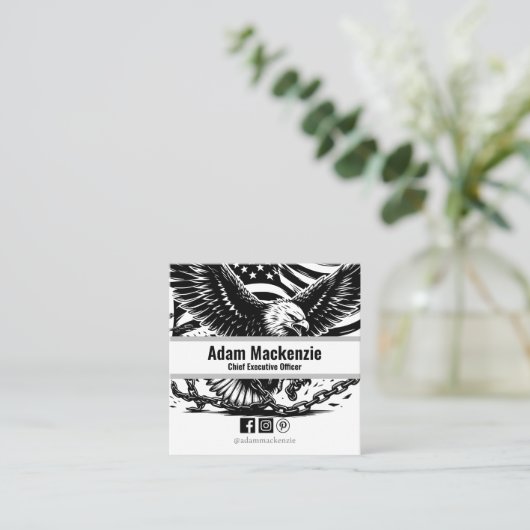 Amerikaanse vlag Bald Eagle Patriottisch Visitekaa Vierkante Visitekaartje (Staand voorkant)