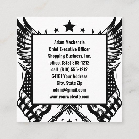 Amerikaanse vlag Bald Eagle Patriottisch Visitekaa Vierkante Visitekaartje (Achterkant)