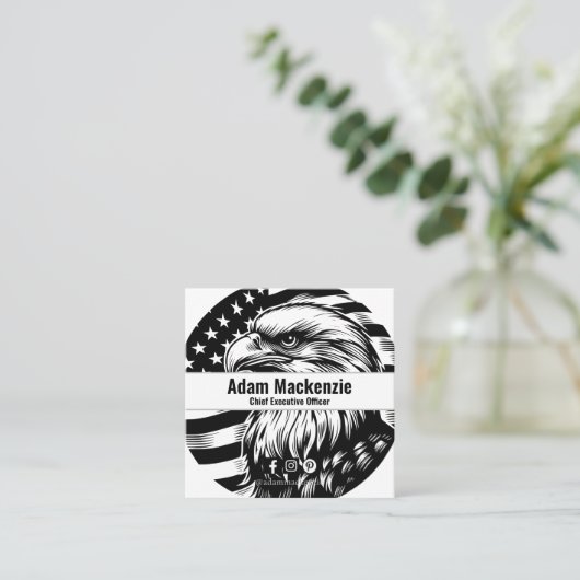 Amerikaanse vlag Bald Eagle Patriottisch Visitekaa Vierkante Visitekaartje (Staand voorkant)