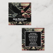 Amerikaanse vlag Bald Eagle Patriottisch Visitekaa Vierkante Visitekaartje (Voorkant / Achterkant)