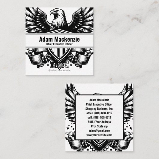 Amerikaanse vlag Bald Eagle Patriottisch Visitekaa Vierkante Visitekaartje (Voorkant / Achterkant)