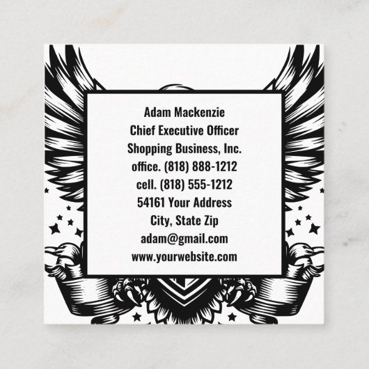 Amerikaanse vlag Bald Eagle Patriottisch Visitekaa Vierkante Visitekaartje (Achterkant)