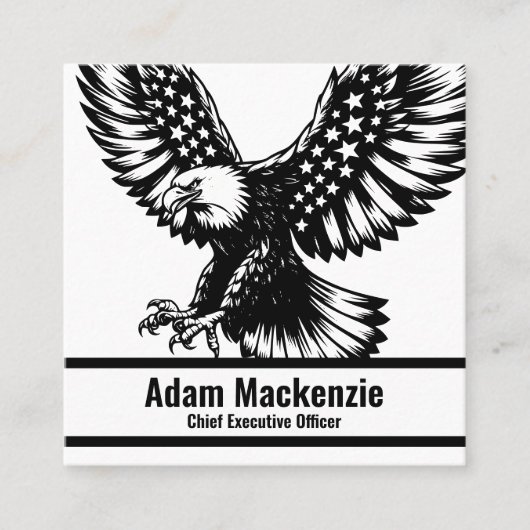 Amerikaanse vlag Bald Eagle Patriottisch Visitekaa Vierkante Visitekaartje (Voorkant)