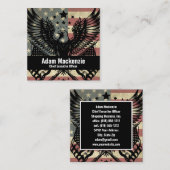 Amerikaanse vlag Bald Eagle Patriottisch Visitekaa Vierkante Visitekaartje (Voorkant / Achterkant)