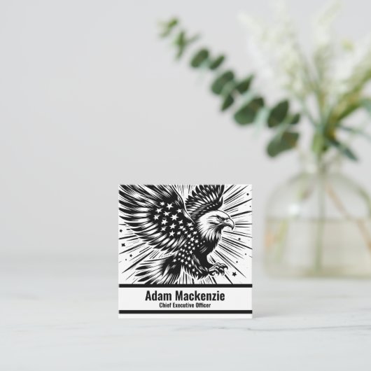 Amerikaanse vlag Bald Eagle Patriottisch Visitekaa Vierkante Visitekaartje (Staand voorkant)