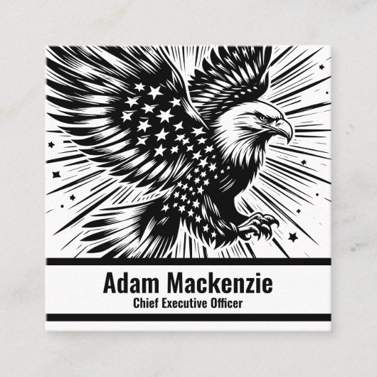Amerikaanse vlag Bald Eagle Patriottisch Visitekaa Vierkante Visitekaartje (Voorkant)