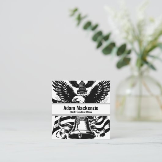 Amerikaanse vlag Bald Eagle Patriottisch Visitekaa Vierkante Visitekaartje (Staand voorkant)