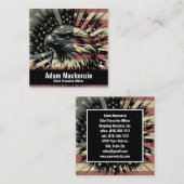Amerikaanse vlag Bald Eagle Patriottisch Visitekaa Vierkante Visitekaartje (Voorkant / Achterkant)